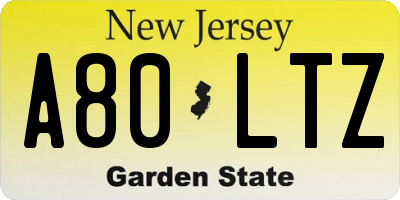 NJ license plate A80LTZ