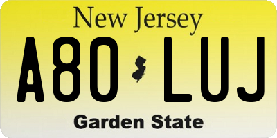 NJ license plate A80LUJ