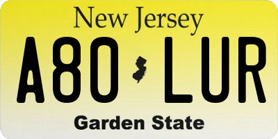 NJ license plate A80LUR