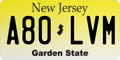 NJ license plate A80LVM