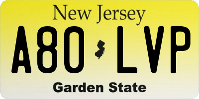 NJ license plate A80LVP