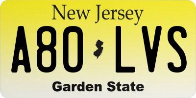 NJ license plate A80LVS