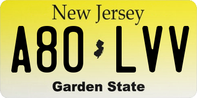 NJ license plate A80LVV