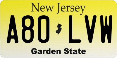 NJ license plate A80LVW