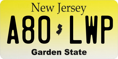 NJ license plate A80LWP