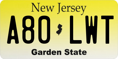 NJ license plate A80LWT