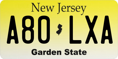 NJ license plate A80LXA