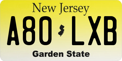 NJ license plate A80LXB