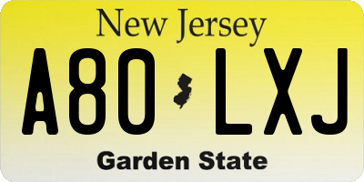 NJ license plate A80LXJ
