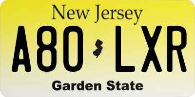 NJ license plate A80LXR
