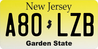 NJ license plate A80LZB