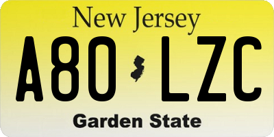 NJ license plate A80LZC