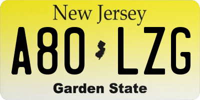 NJ license plate A80LZG