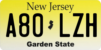 NJ license plate A80LZH