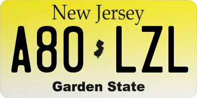 NJ license plate A80LZL