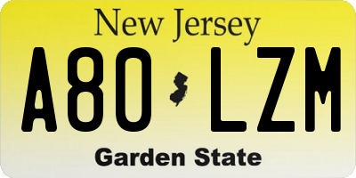 NJ license plate A80LZM