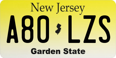 NJ license plate A80LZS