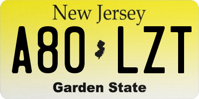 NJ license plate A80LZT