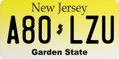 NJ license plate A80LZU