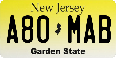 NJ license plate A80MAB