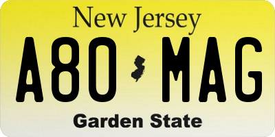 NJ license plate A80MAG