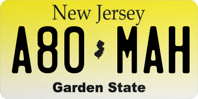 NJ license plate A80MAH