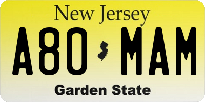NJ license plate A80MAM