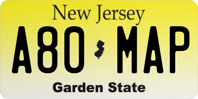 NJ license plate A80MAP