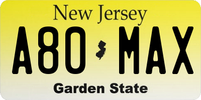 NJ license plate A80MAX