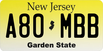 NJ license plate A80MBB