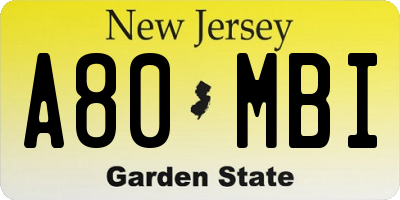 NJ license plate A80MBI