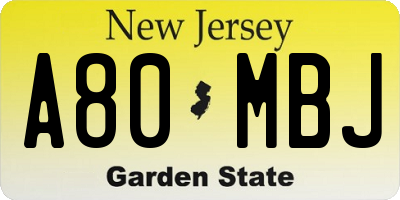 NJ license plate A80MBJ