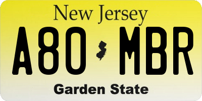 NJ license plate A80MBR