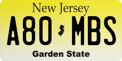 NJ license plate A80MBS