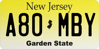 NJ license plate A80MBY