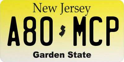 NJ license plate A80MCP