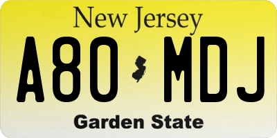 NJ license plate A80MDJ
