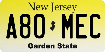 NJ license plate A80MEC