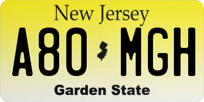 NJ license plate A80MGH