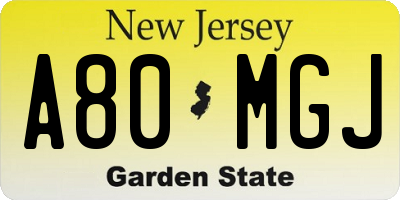 NJ license plate A80MGJ