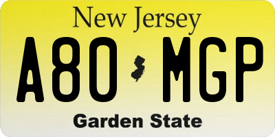 NJ license plate A80MGP