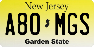 NJ license plate A80MGS