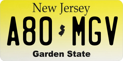 NJ license plate A80MGV