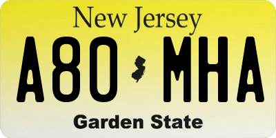 NJ license plate A80MHA