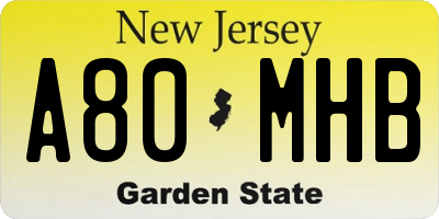 NJ license plate A80MHB