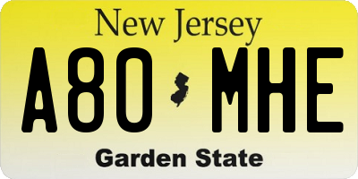 NJ license plate A80MHE