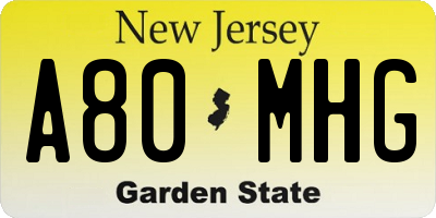 NJ license plate A80MHG