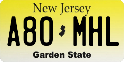 NJ license plate A80MHL