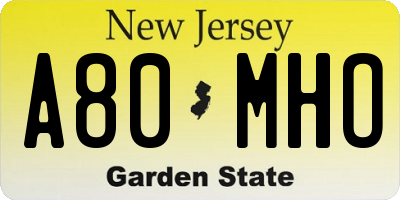 NJ license plate A80MHO