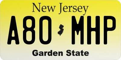 NJ license plate A80MHP